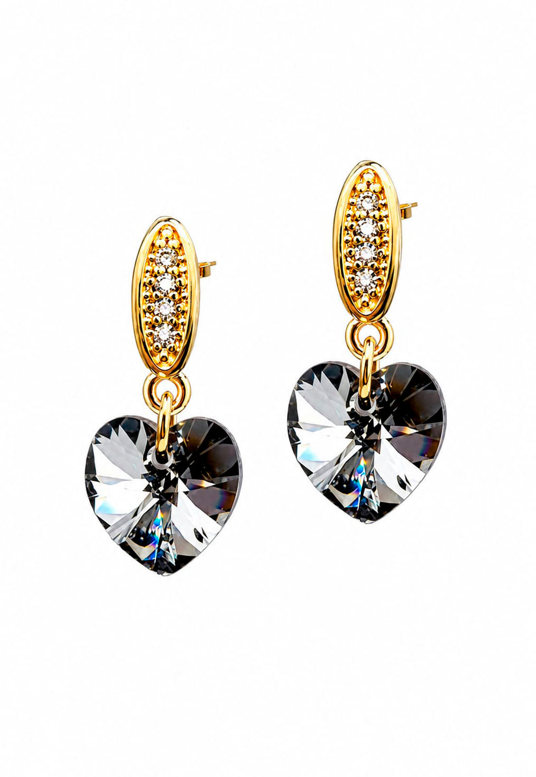 Aros Romance Gold 24K Cristal Swarovski® Silver Night