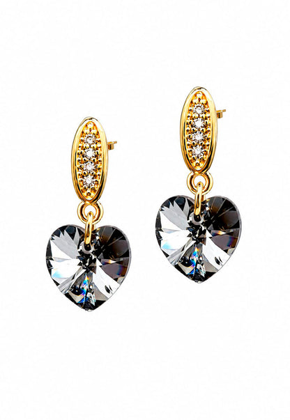 Aros Romance Gold 24K Cristal Swarovski® Silver Night