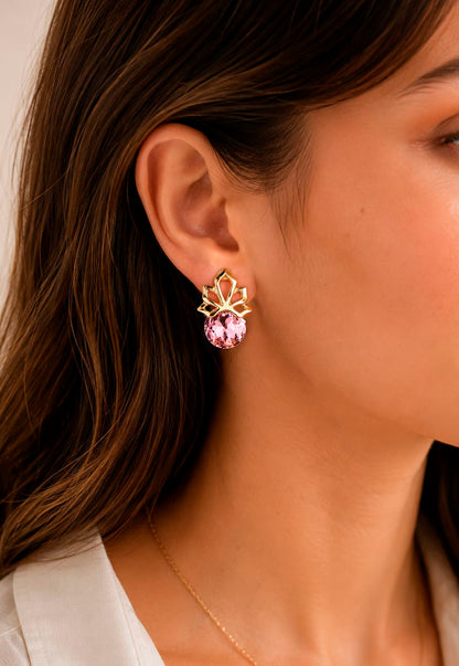 Aros Bali Gold 24K Cristal Swarovski® Light Rose