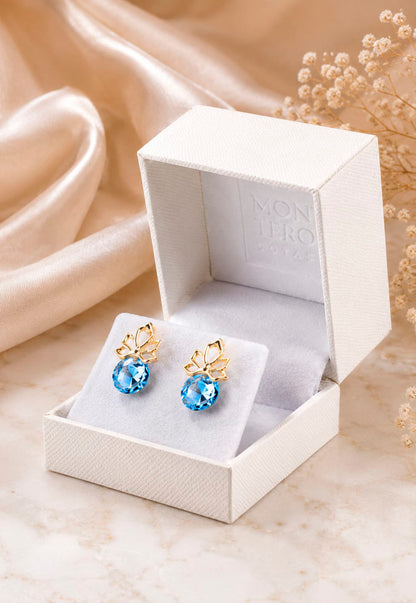 Aros Bali Gold 24K Cristal Swarovski® Aquamarine