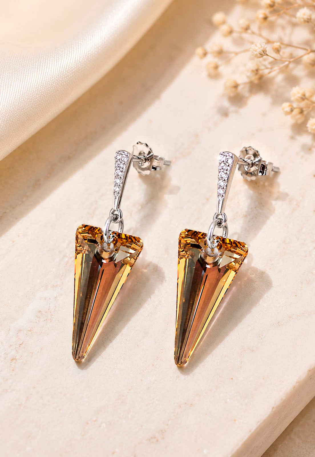 Aros Sevilla Plata 925 Cristal Swarovski® Golden Shadow