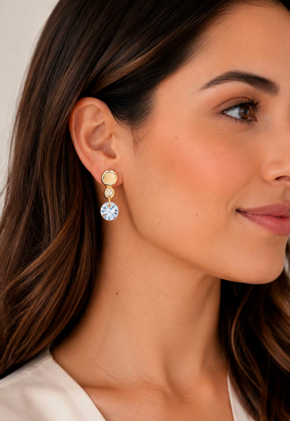 Aros Punto de Luz Gold 24K Cristal Swarovski®  Blue Shade