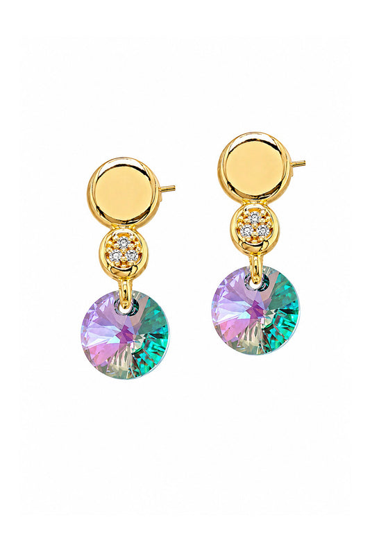 Aros Punto de Luz Gold 24K Cristal Swarovski® Paradise Shine