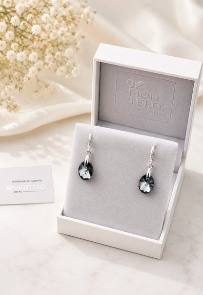 Aros Praga Plata 925 Cristal Swarovski® Silver Night