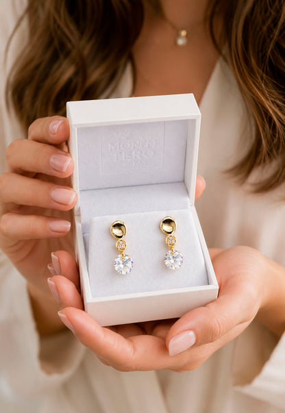 Aros Punto de Luz Gold 24K Cristal Swarovski® Aurora Boreal