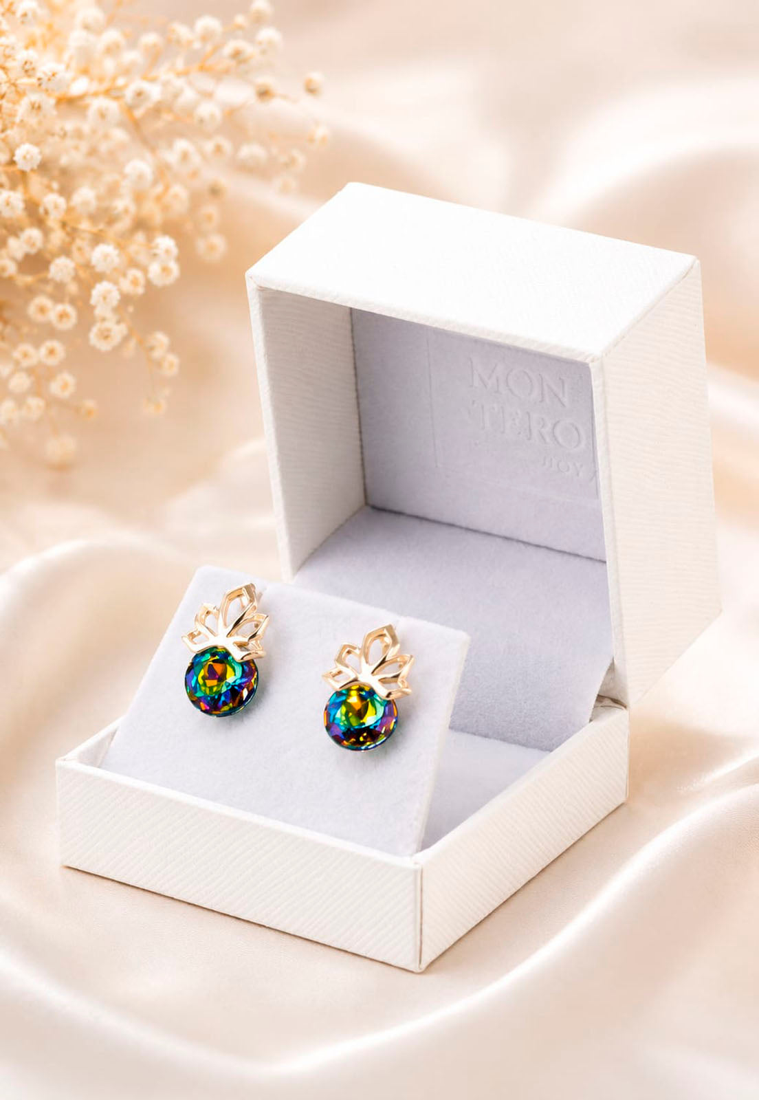 Aros Bali Gold 24K Cristal Swarovski® Vitral Medium