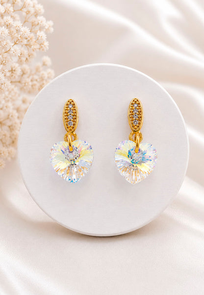 Aros Romance Gold 24K Cristal Swarovski® Aurora Boreal