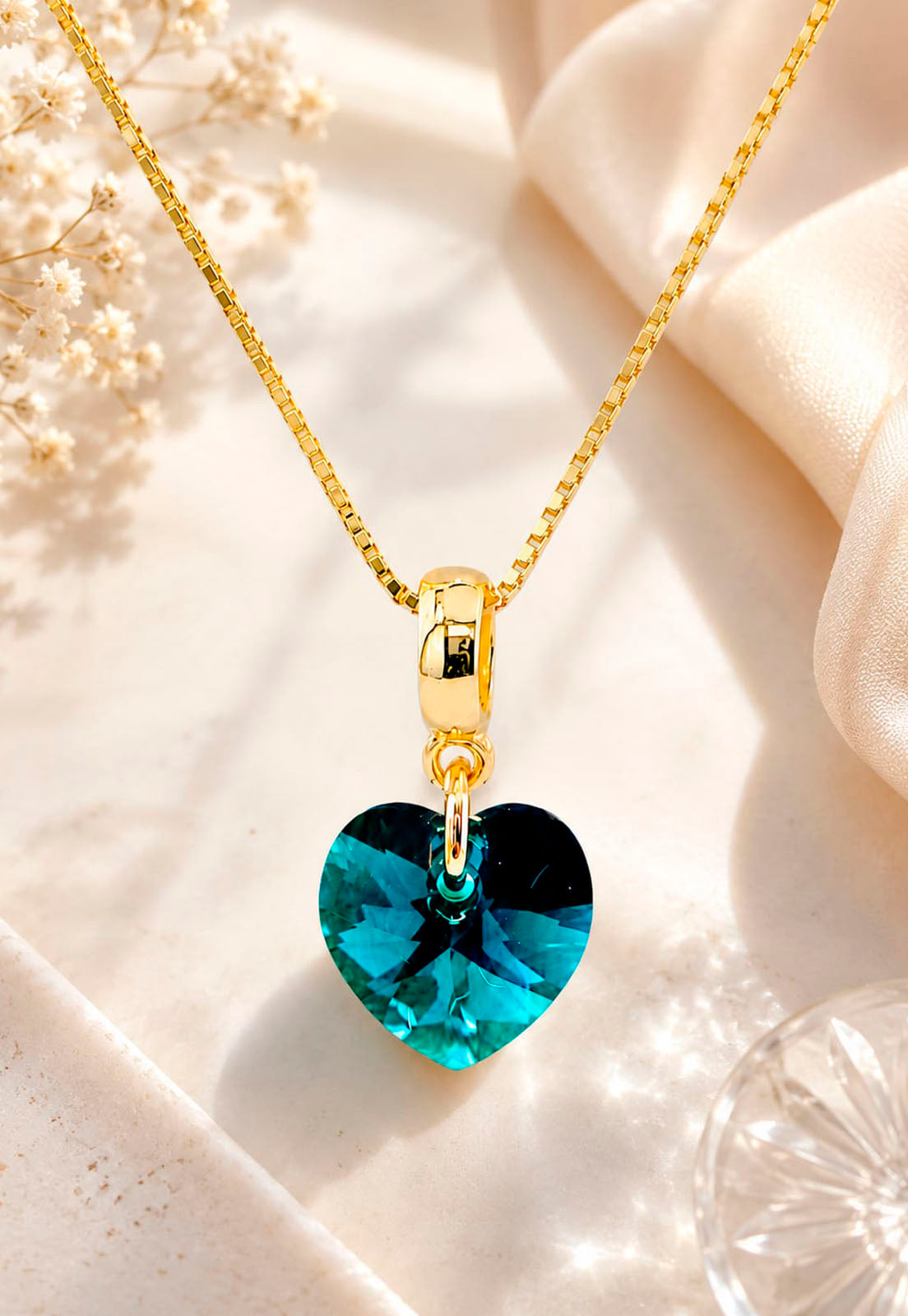 Collar Romance Gold 24k Cristal Swarovski® Emerald Shimmer