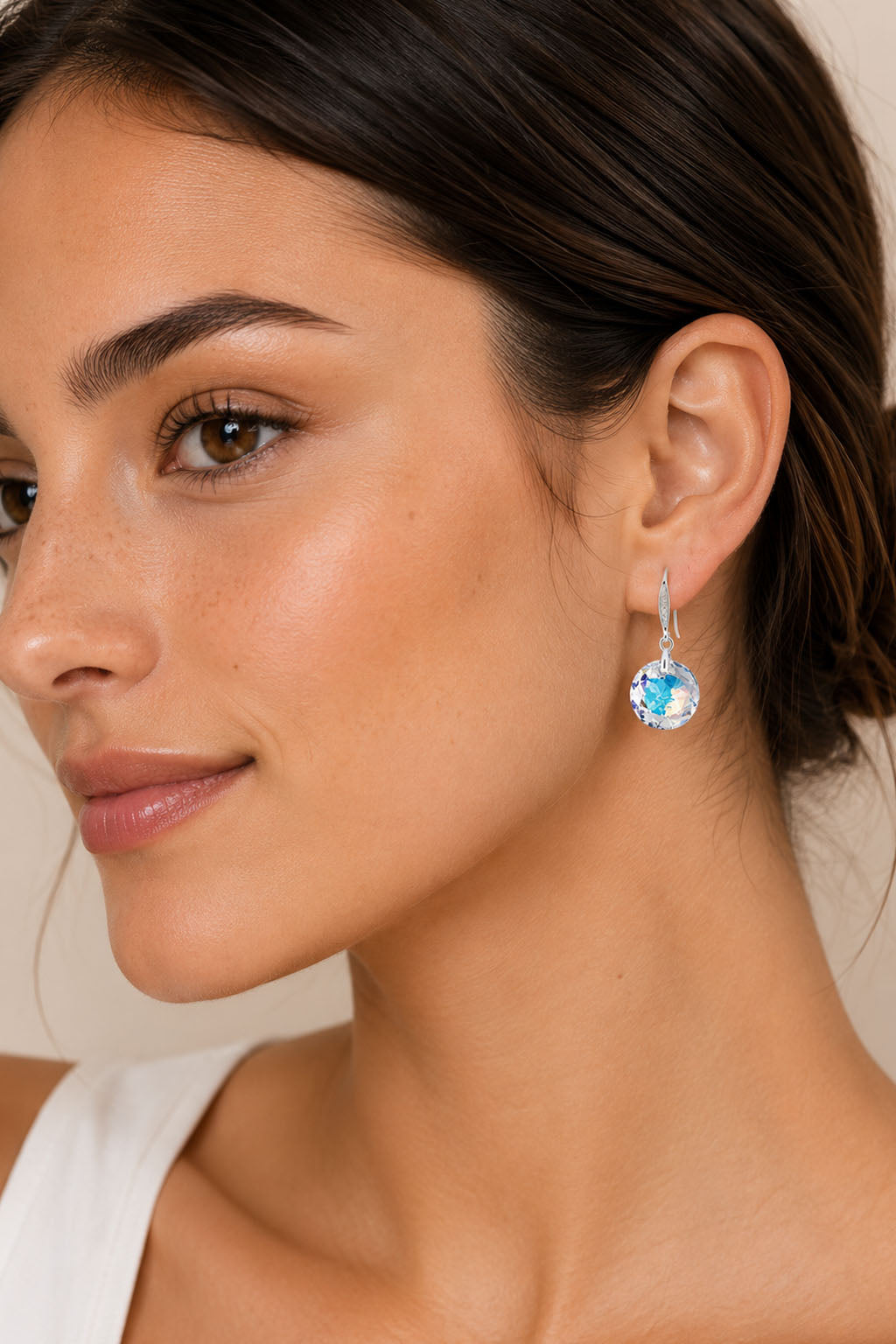 Aros Gran Gracia Plata 925  Cristal Swarovski® Aurora Boreal