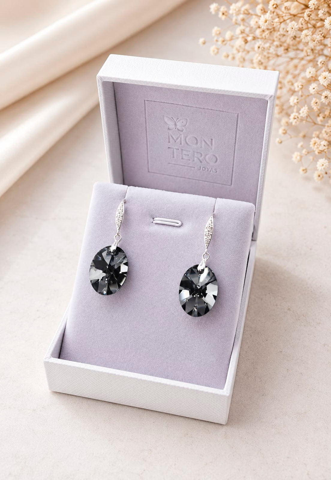 Aros Gran Praga Plata 925 Cristal Swarovski® Silver Night