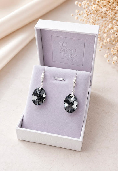 Aros Gran Praga Plata 925 Cristal Swarovski® Silver Night