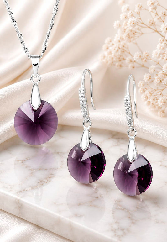 Conjunto Madrid Plata 925 Cristal Swarovski® Amethyst