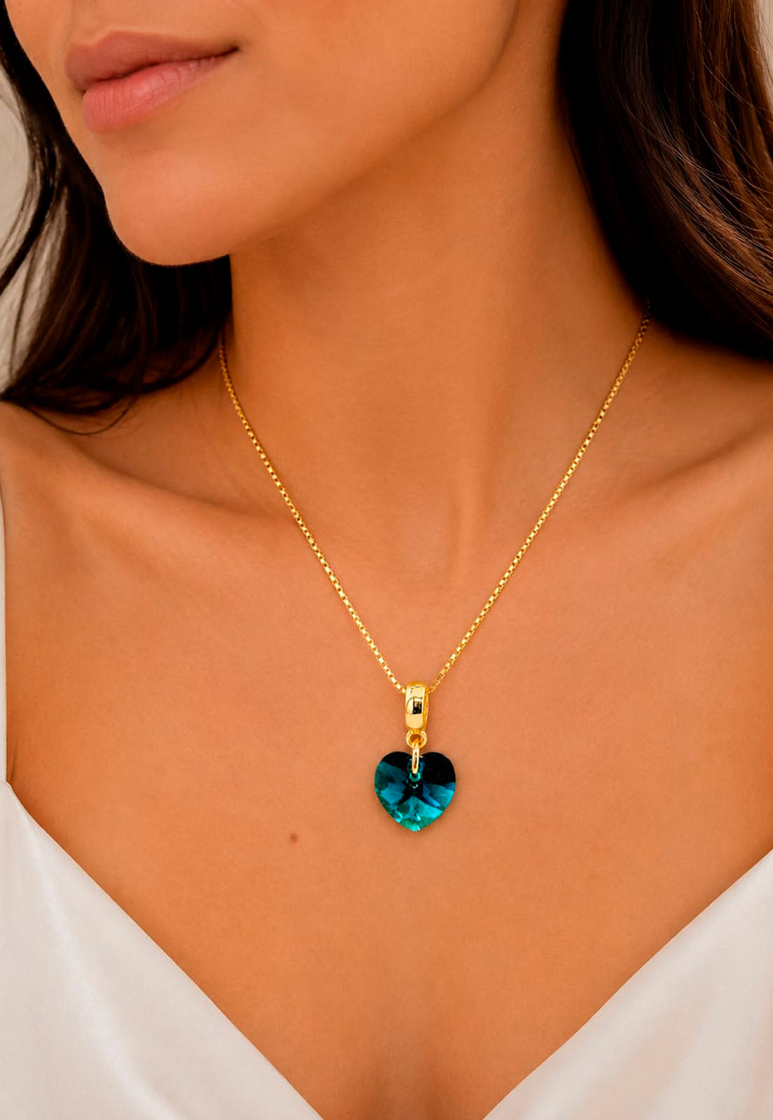 Collar Romance Gold 24k Cristal Swarovski® Emerald Shimmer