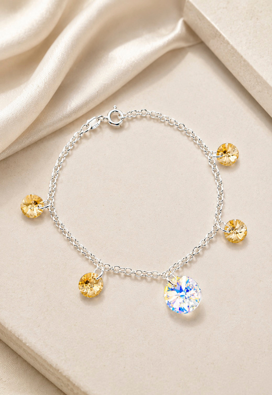 Pulsera Nepal Plata 925 Cristal Swarovski® Golden Shadow