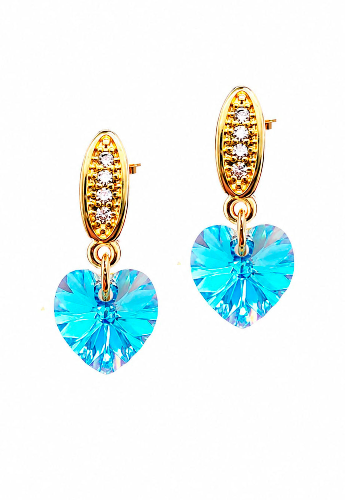 Aros Romance Gold 24K Cristal Swarovski® Aquamarine