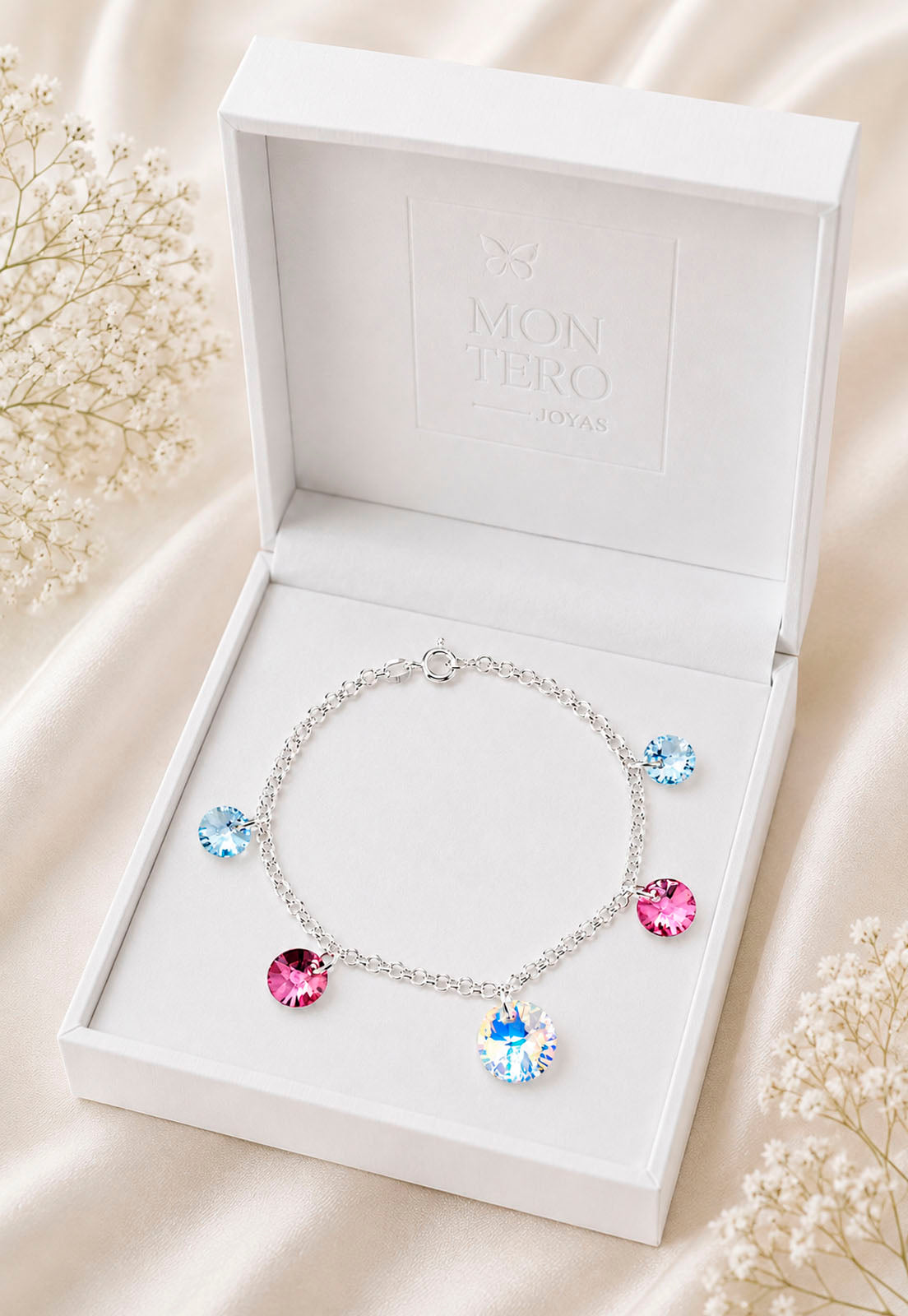 Pulsera Nepal Plata 925 Cristal Swarovski® Antique Pink