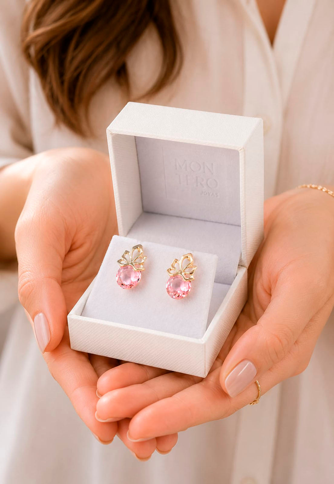 Aros Bali Gold 24K Cristal Swarovski® Light Rose