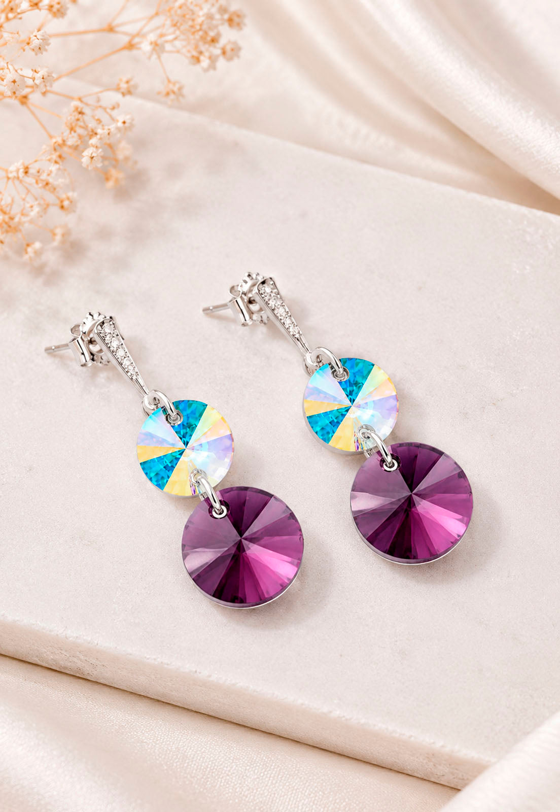 Aros Lourdes Plata 925 Cristal Swarovski® Amethyst