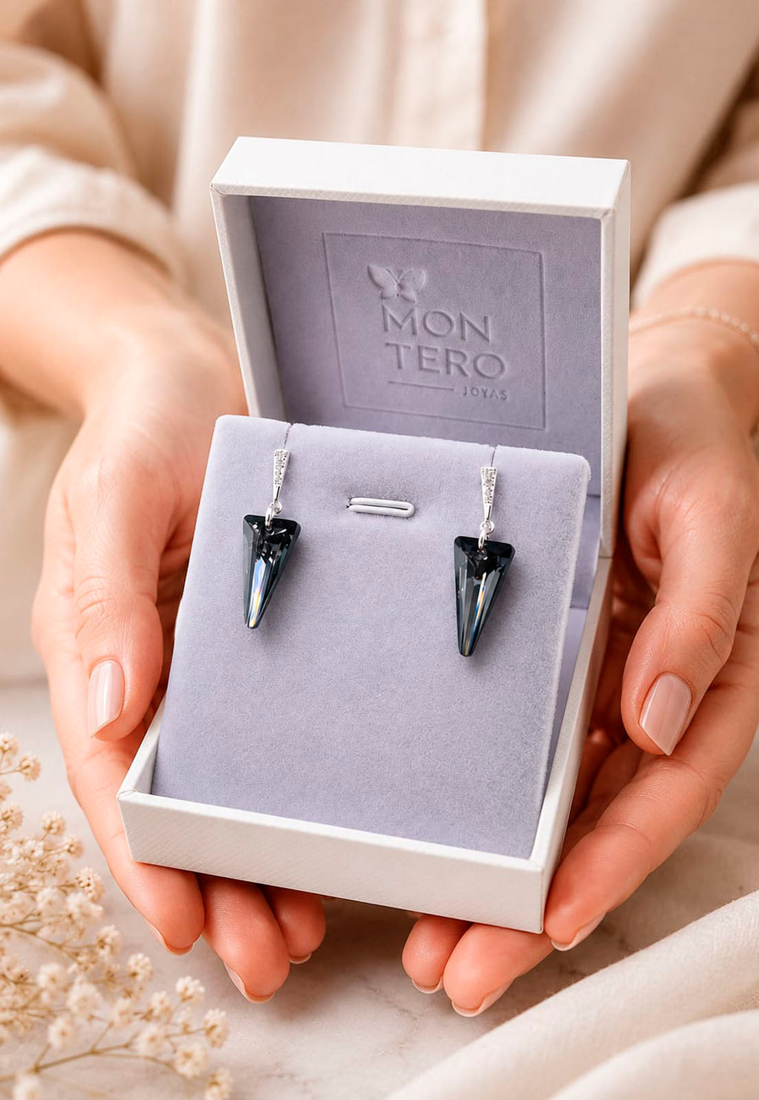 Aros Sevilla Plata 925 Cristal Swarovski®  Silver Night
