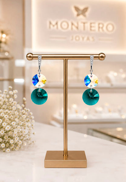 Aros Lourdes Plata 925 Cristal Swarovski® Emerald