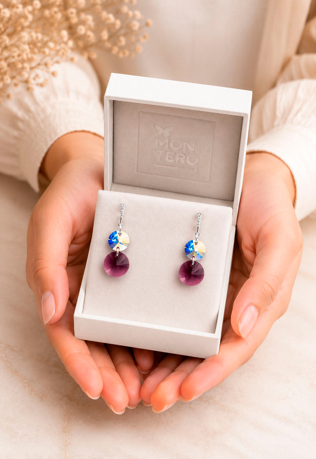 Aros Lourdes Plata 925 Cristal Swarovski® Amethyst