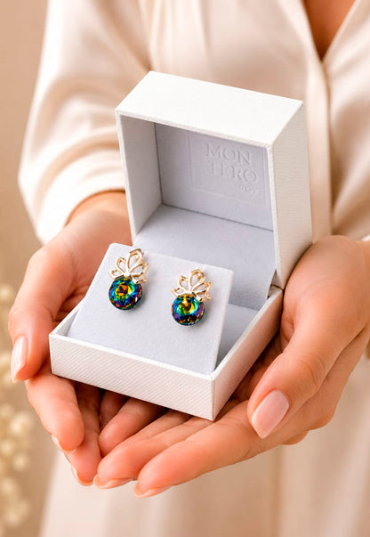 Aros Bali Gold 24K Cristal Swarovski® Vitral Medium
