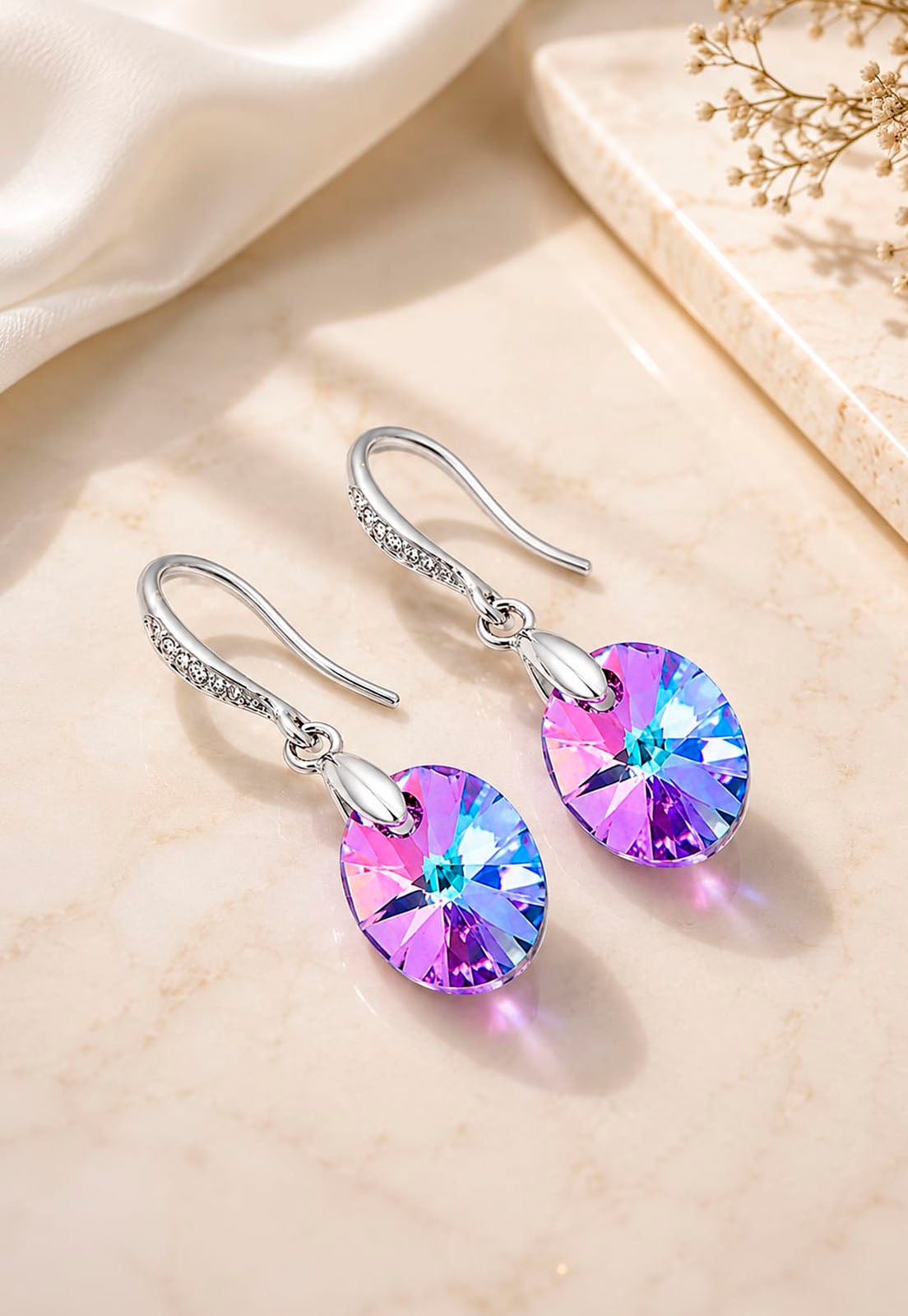 Aros Praga Plata 925 Cristal Swarovski® Vitral Light