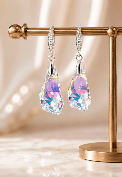 Aros Sofia Plata 925 Cristal Swarovski® Aurora Boreal