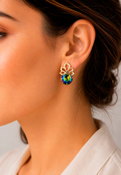 Aros Bali Gold 24K Cristal Swarovski® Vitral Medium