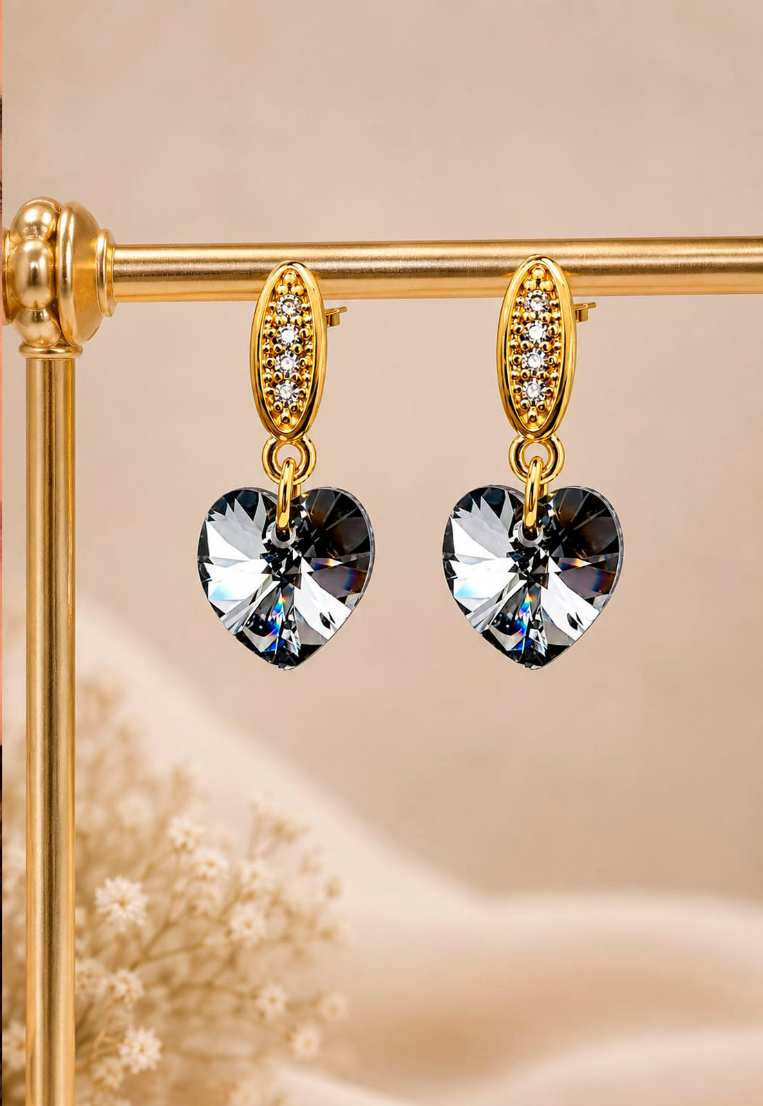 Aros Romance Gold 24K Cristal Swarovski® Silver Night