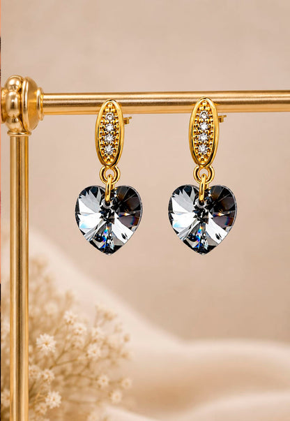 Aros Romance Gold 24K Cristal Swarovski® Silver Night