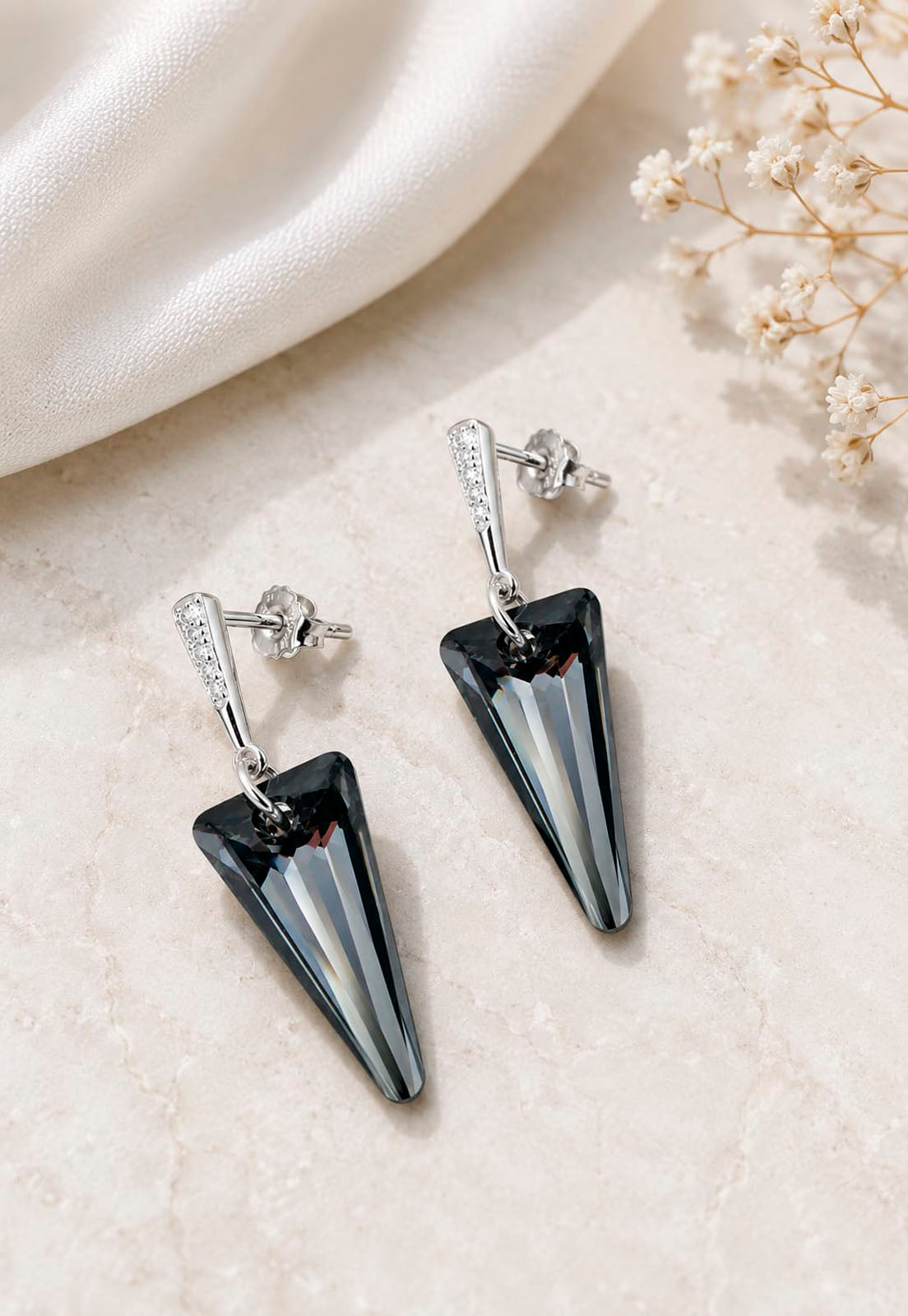Aros Sevilla Plata 925 Cristal Swarovski®  Silver Night