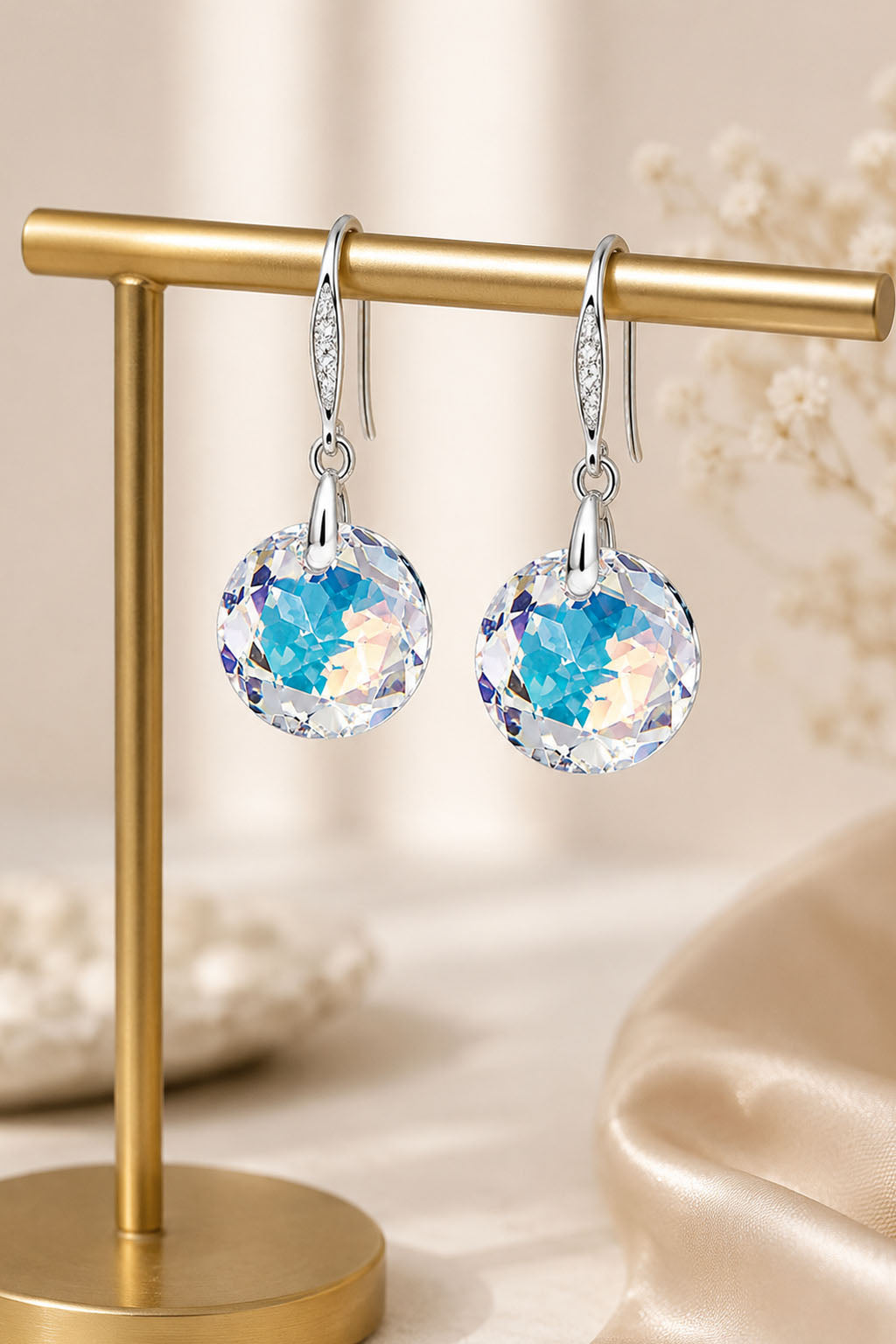 Aros Gran Gracia Plata 925  Cristal Swarovski® Aurora Boreal