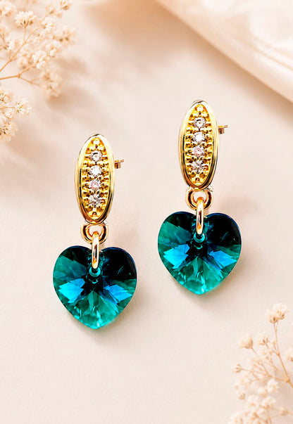 Aros Romance Gold 24K Cristal Swarovski® Emerald