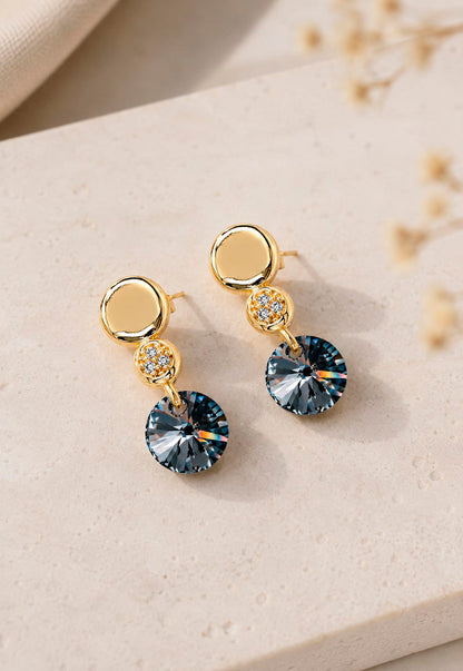 Aros Punto de Luz Gold 24K Cristal Swarovski® Silver Night