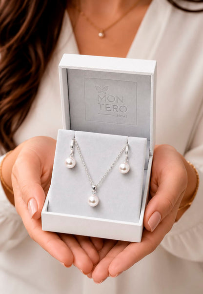 Conjunto Oslo Plata 925 Perlas de Swarovski® Cream