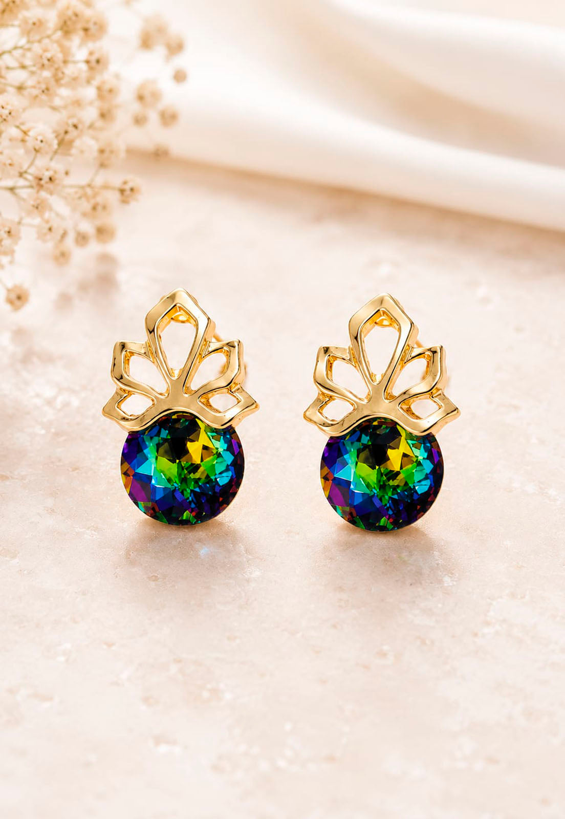 Aros Bali Gold 24K Cristal Swarovski® Vitral Medium