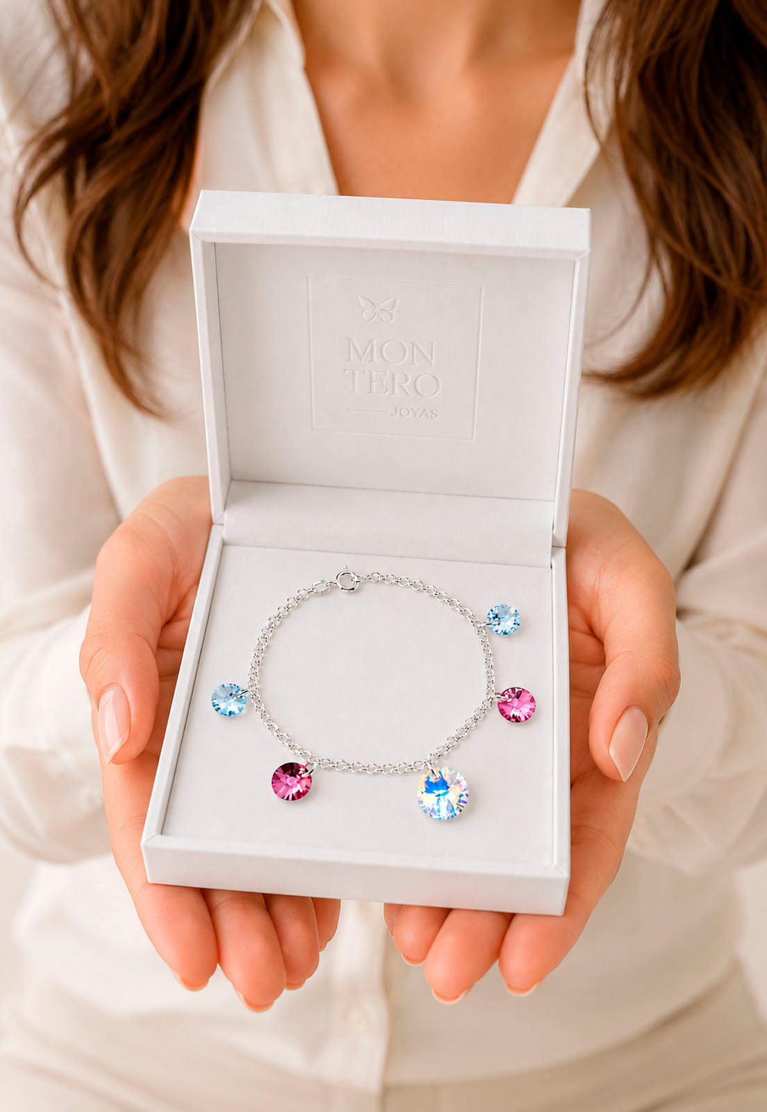 Pulsera Nepal Plata 925 Cristal Swarovski® Antique Pink