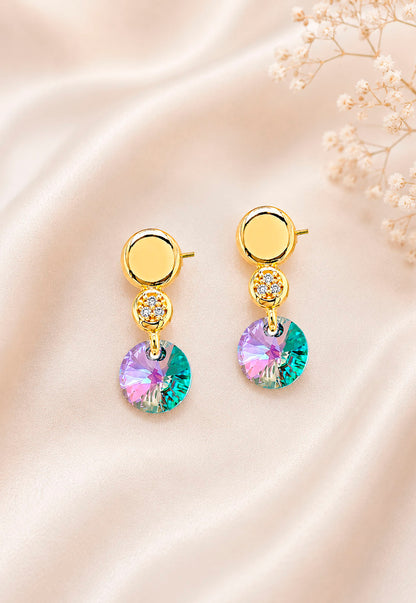 Aros Punto de Luz Gold 24K Cristal Swarovski® Paradise Shine
