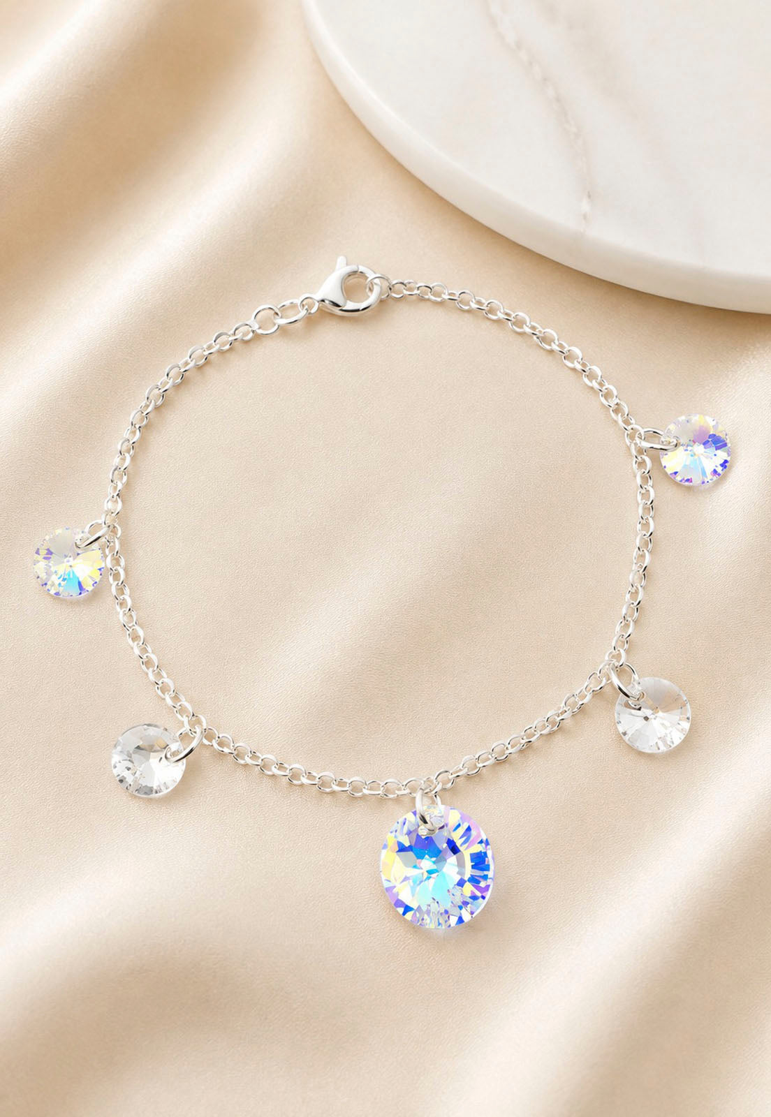 Pulsera Nepal Plata 925 Cristal Swarovski® Aurora Boreal