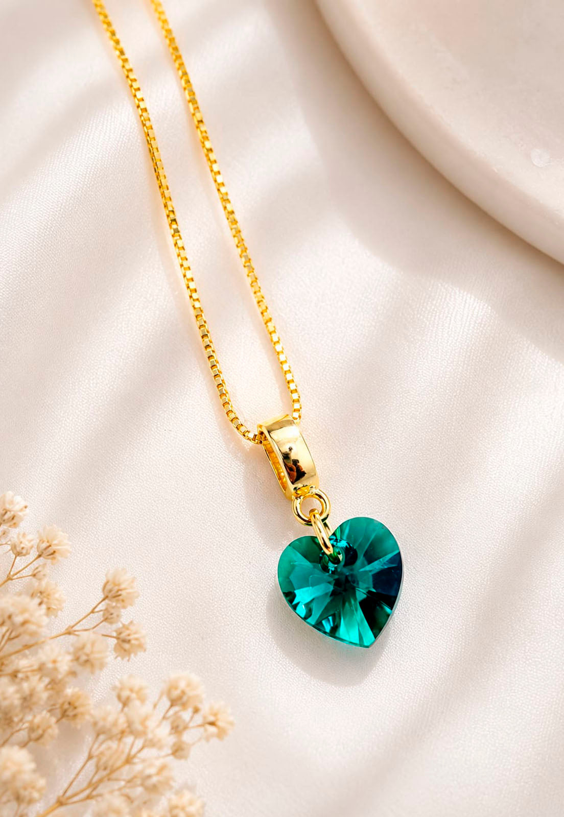 Collar Romance Gold 24k Cristal Swarovski® Emerald Shimmer