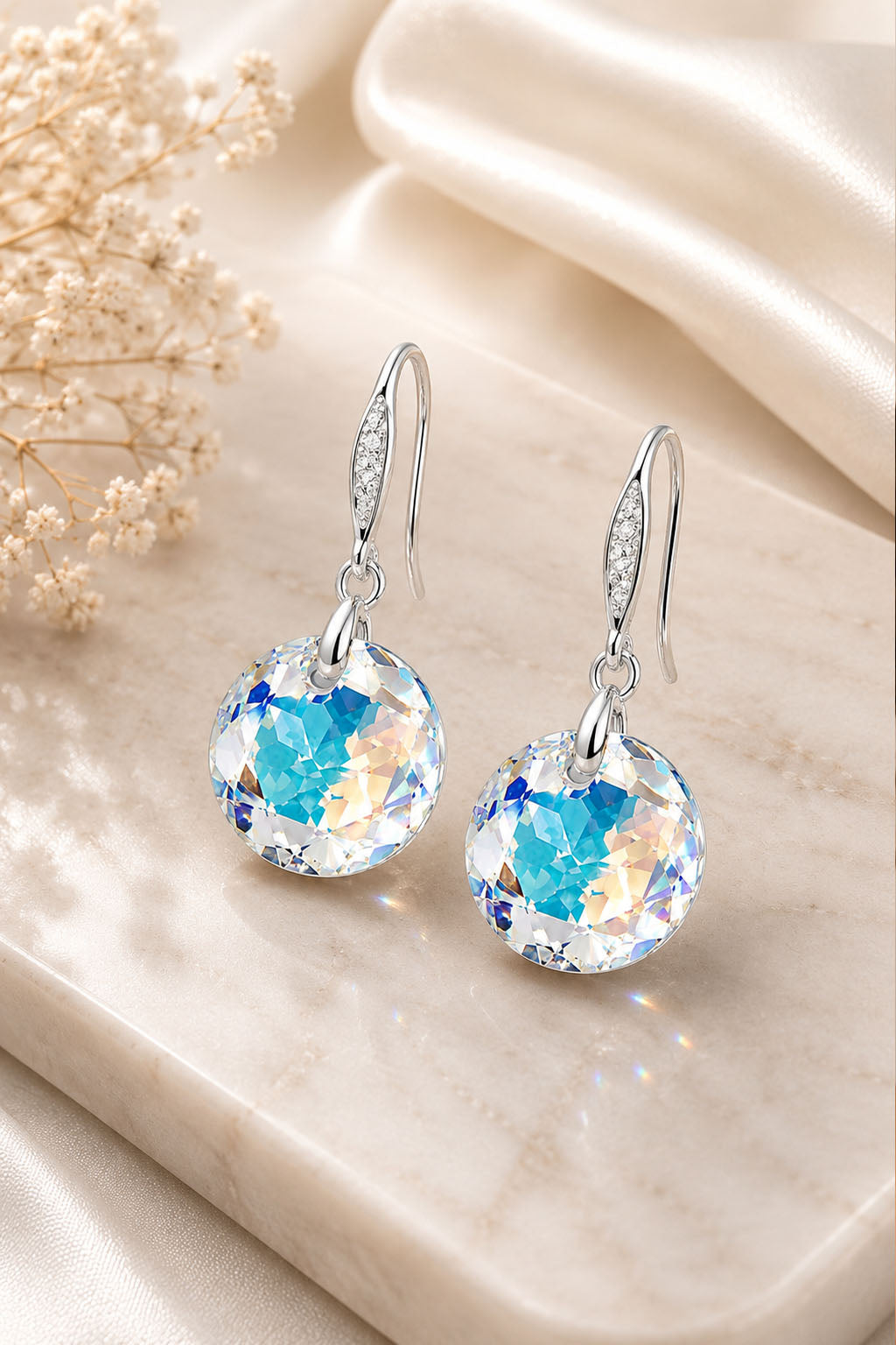 Aros Gran Gracia Plata 925  Cristal Swarovski® Aurora Boreal