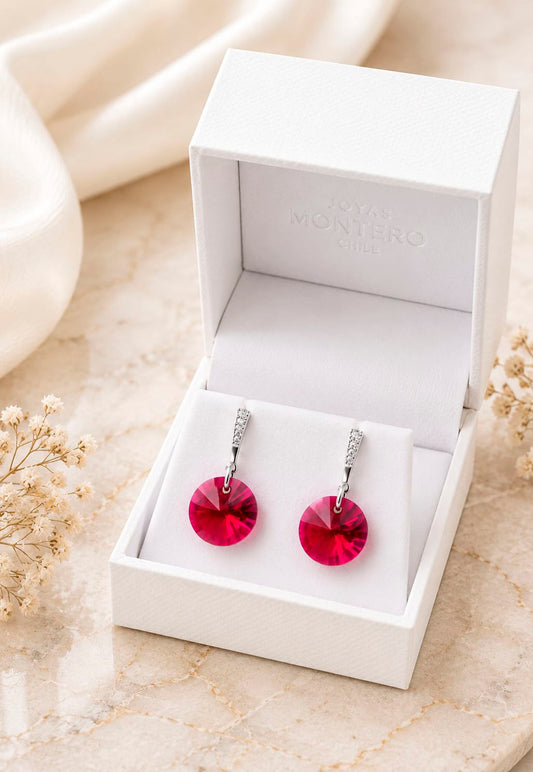 Aros Paris Plata 925 Cristal Swarovski® Scarlet