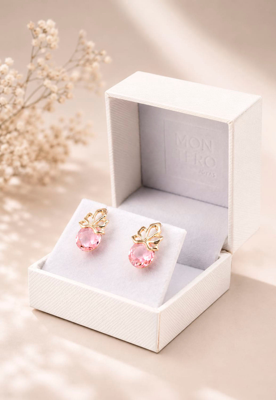 Aros Bali Gold 24K Cristal Swarovski® Light Rose