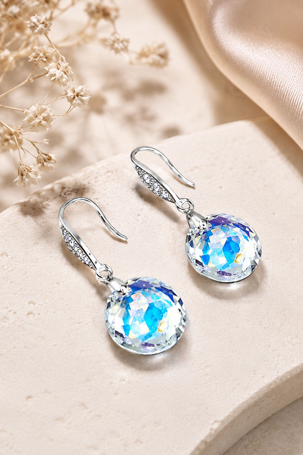 Aros Gran Gracia Plata 925  Cristal Swarovski® Aurora Boreal