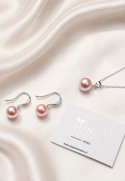 Conjunto Oslo Plata 925 Perlas de Swarovski® Peach