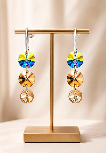 Aros RafaelaPlata 925 Cristal Swarovski® Aurora Boreal & Golden Shadow