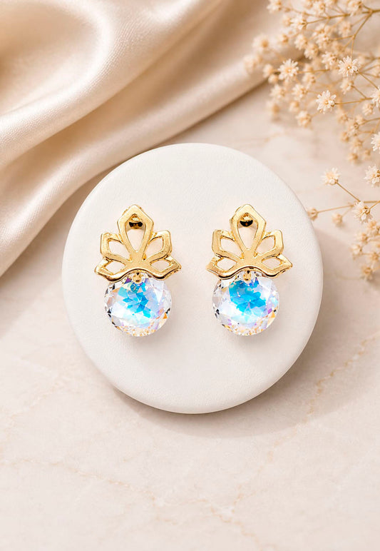 Aros Bali Gold 24K Cristal Swarovski® Aurora Boreal