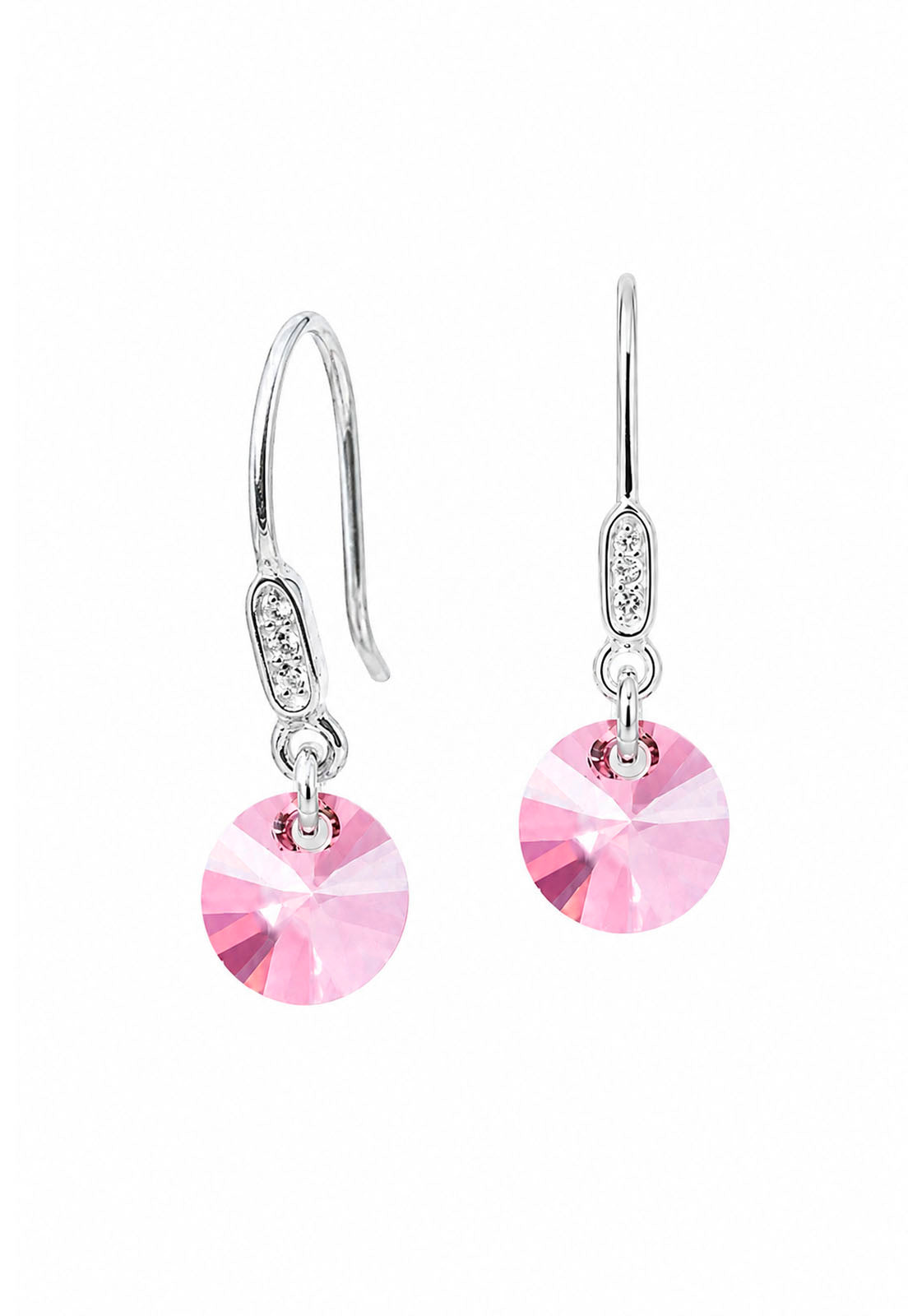 Aros Punto De Luz Circón Plata 925 Cristal Swarovski® Antique Pink