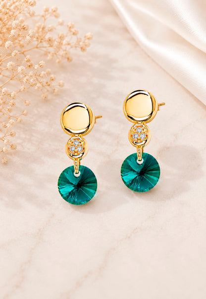 Aros Punto de Luz Gold 24K Cristal Swarovski® Emerald